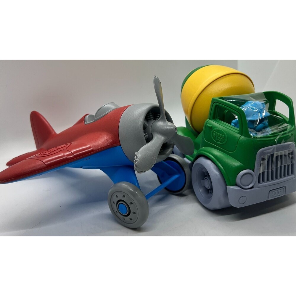 Green Toys Lot Cement Loader airplane Plane USA Made Recycled plus a driver